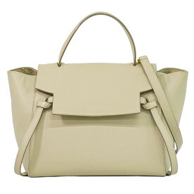 本物 セリーヌ CELINE ベルトバッグ ミニ 2WAY ショルダーバッグ ハンドバッグ レザー ベージュ バッグ 中古・