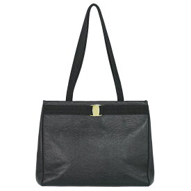本物 サルヴァトーレ フェラガモ Salvatore Ferragamo ヴァラ ショルダーバッグ トートバッグ レザー ブラック Vara バッグ 中古・