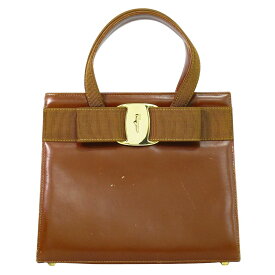 本物 サルヴァトーレ フェラガモ Salvatore Ferragamo ヴァラ リボン ハンドバッグ レザー ブラウン Vara バッグ 中古・