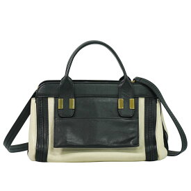 本物 クロエ Chloe リトルアリス 2WAY ショルダーバッグ ハンドバッグ ポシェット レザー クリーム ブラック Little Alice バッグ 中古・