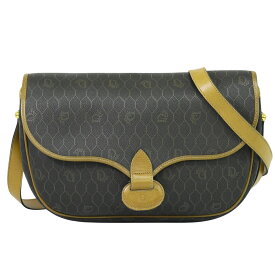 本物 クリスチャン ディオール Christian Dior ハニカム柄 ショルダーバッグ ポシェット PVC ブラック ブラウン バッグ 中古・