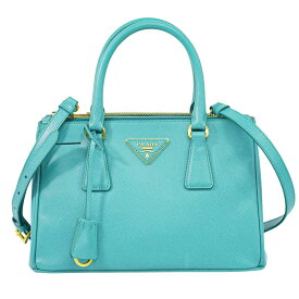 本物 プラダ PRADA サフィアーノ レザー 2WAY ショルダーバッグ ハンドバッグ ポシェット ターコイズブルー BN2316 バッグ 中古・