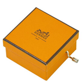 本物 エルメス HERMES ボックス型 手巻き オルゴール 非売品 オレンジ 雑貨小物 中古・