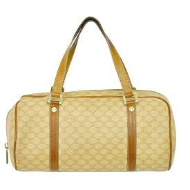 本物 セリーヌ CELINE マカダム ハンドバッグ PVC ベージュ Macadam バッグ 中古・