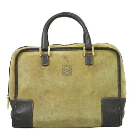 本物 ロエベ LOEWE アマソナ 32 アナグラム ハンドバッグ ミニ ボストンバッグ スエード レザー ベージュ Amazona バッグ 中古・