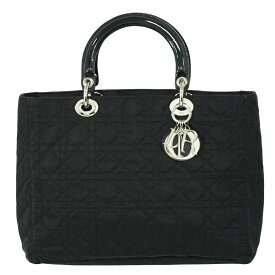 本物 クリスチャン ディオール Christian Dior レディディオール カナージュ ハンドバッグ ナイロン ブラック Lady Dior バッグ 中古・