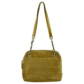 本物 シャネル CHANEL トリプル ココマーク ショルダーバッグ スエード レザー ブラウン Coco Mark バッグ 中古・