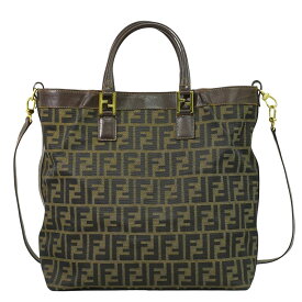 本物 フェンディ FENDI ズッカ 2WAY ショルダーバッグ ハンドバッグ ポシェット キャンバス ブラウン 15096 Zucca バッグ 中古・
