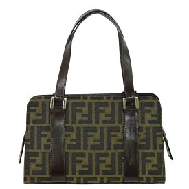 本物 フェンディ FENDI ズッカ ハンドバッグ キャンバス ブラウン Zucca バッグ 中古・