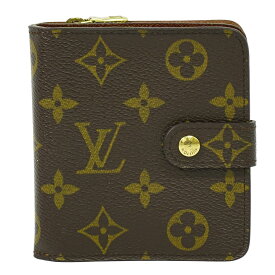 本物 ルイヴィトン LOUIS VUITTON LV コンパクトジップ モノグラム 折財布 ブラウン M61667 ビトン 財布 ウォレット 中古・