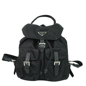 本物 プラダ PRADA ヴェラ リュックサック バックパック ナイロン ブラック 1BZ677 Vela バッグ 中古・