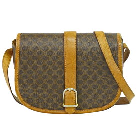 本物 セリーヌ CELINE マカダム ショルダーバッグ ポシェット PVC ブラウン Macadam バッグ 中古・