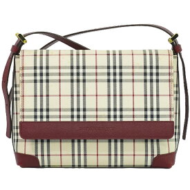 本物 バーバリー BURBERRY ノバチェック チェック ショルダーバッグ ポシェット キャンバス ベージュ ボルドー バッグ 中古