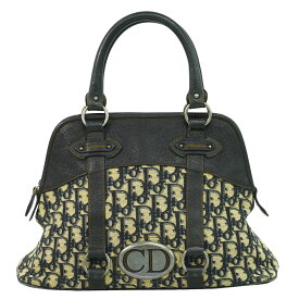 本物 クリスチャン ディオール Christian Dior トロッター ハンドバッグ キャンバス ネイビー Trotter バッグ 中古・