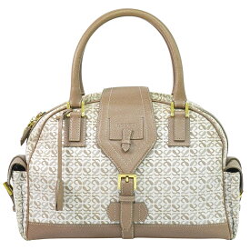 本物 ロエベ LOEWE リピート アナグラム ハンドバッグ キャンバス レザー ベージュ ピンクベージュ Anagram バッグ 中古・