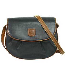 本物 セリーヌ CELINE レザー ショルダーバッグ ポシェット ブラック バッグ 中古・