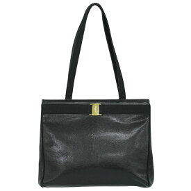 本物 サルヴァトーレ フェラガモ Salvatore Ferragamo ヴァラ ショルダーバッグ トートバッグ レザー ブラック Vara バッグ 中古・