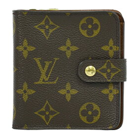 本物 ルイヴィトン LOUIS VUITTON LV コンパクトジップ モノグラム 折財布 ブラウン M61667 ビトン 財布 ウォレット 中古・