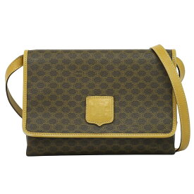 本物 セリーヌ CELINE マカダム ショルダーバッグ ポシェット PVC ブラウン Macadam バッグ 中古・