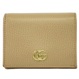 本物 グッチ GUCCI GGマーモント 二つ折り 折財布 コンパクトウォレット レザー ベージュ 456126 財布 ウォレット 中古・