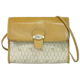 本物 クリスチャン ディオール Christian Dior ハニカム柄 ショルダーバッグ ポシェット PVC ベージュ バッグ 中古・