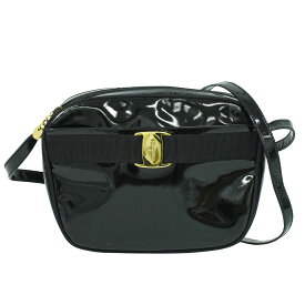 本物 サルヴァトーレ フェラガモ Salvatore Ferragamo ヴァラ ショルダーバッグ ポシェット パテント レザー ブラック Vara バッグ 中古・