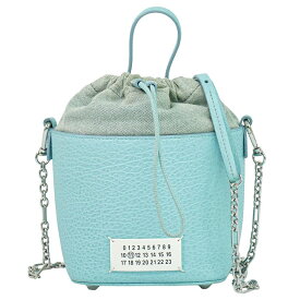 本物 メゾンマルジェラ Maison Margiela 5AC 2WAY チェーン ショルダーバッグ ハンドバッグ レザー キャンバス ライトブルー S61WG0035 バッグ 中古・