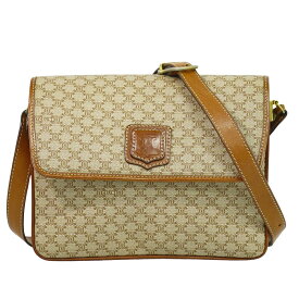 本物 セリーヌ CELINE マカダム ショルダーバッグ ポシェット PVC ベージュ Macadam バッグ 中古・