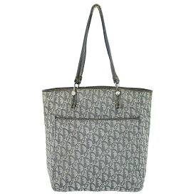 本物 クリスチャン ディオール Christian Dior トロッター ショルダーバッグ トートバッグ キャンバス ネイビー Trotter バッグ 中古・