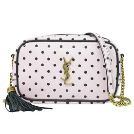 本物 サンローラン SAINT LAURENT ルー タッセル ドット チェーン ショルダーバッグ ポシェット レザー ピンク ブラック 612563 Lou バッグ 中古・