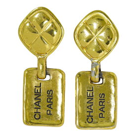 本物 シャネル CHANEL ロゴ イヤリング GP ゴールド メッキ アクセサリー ジュエリー 中古・