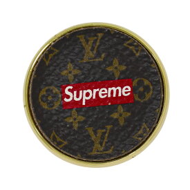 本物 ルイヴィトン LOUIS VUITTON LV × シュプリーム Supreme ピンバッチ モノグラム ブラウン MP2076 アクセサリー ジュエリー 中古・