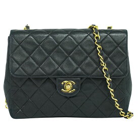 本物 シャネル CHANEL ココマーク マトラッセ チェーン ショルダーバッグ ポシェット ラムスキン レザー ブラック Matelasse バッグ 中古・