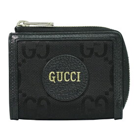 本物 グッチ GUCCI オフザグリッド L字ファスナー コインケース 小銭入れ カードケース キャンバス レザー ブラック 657587 財布 ウォレット 中古・