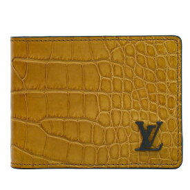 本物 ルイヴィトン LOUIS VUITTON LV ポルトフォイユ ミュルティプル アリゲーター レザー 折財布 タン N81819 ビトン 財布 ウォレット 中古・