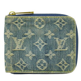 本物 ルイヴィトン LOUIS VUITTON ミニ ジッピーウォレット モノグラム デニム 折財布 コンパクトウォレット ブルー M95342 ビトン ウォレット 中古・