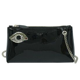 本物 ロシャス ROCHAS アイ 目 モチーフ パテント レザー チェーン ショルダーバッグ ブラック バッグ 中古・