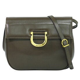 本物 サルヴァトーレ フェラガモ Salvatore Ferragamo ガンチーニ ショルダーバッグ ポシェット レザー ブラウン Gancini バッグ 中古・