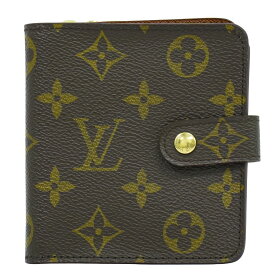 本物 ルイヴィトン LOUIS VUITTON LV コンパクトジップ モノグラム 折財布 ブラウン M61667 ビトン 財布 ウォレット 中古・