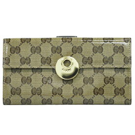 本物 グッチ GUCCI GGクリスタル 長財布 ロングウォレット コーティングキャンバス ベージュ ブラウン 231835 財布 ウォレット 中古・