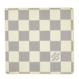 本物 ルイヴィトン LOUIS VUITTON LV ポルトフォイユ マルコ ダミエ アズール 折財布 ホワイト グレー N60018 ビトン 財布 ウォレット 中古・