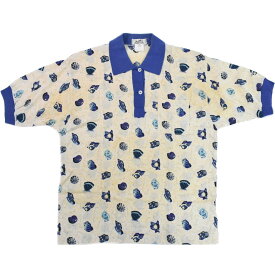 本物 エルメス HERMES 貝殻柄 ポロシャツ シャツ 半袖 トップス 40 コットン ベージュ ブルー メンズ 衣類 洋服 中古・