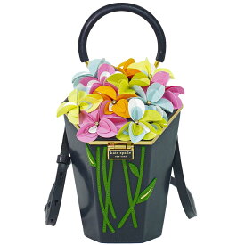 本物 ケイトスペード kate spade イン ブルーム エンベリッシュ 3D ブーケ 2WAY ショルダーバッグ ハンドバッグ レザー ネイビー マルチカラー バッグ 中古・