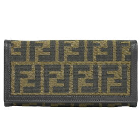 本物 フェンディ FENDI ズッカ 長財布 ロングウォレット キャンバス レザー ブラウン Zucca 財布 ウォレット 中古