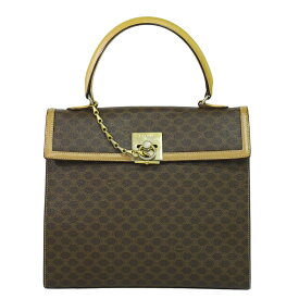 本物 セリーヌ CELINE マカダム ハンドバッグ PVC ブラウン Macadam バッグ 中古・