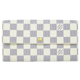 本物 ルイヴィトン LOUIS VUITTON LV ポルトフォイユサラ ダミエ アズール 長財布 ロングウォレット ホワイト N61735 財布 ウォレット 中古