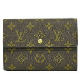 本物 ルイヴィトン LOUIS VUITTON ポルト トレゾールエテュイ パピエ モノグラム 折財布 ブラウン M61202 ビトン ウォレット 中古・