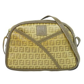 本物 フェンディ FENDI ズッカ ショルダーバッグ ポシェット PVC ブラウン Zucca バッグ 中古・