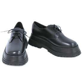 本物 バーバリー BURBERRY レースアップシューズ ダービーシューズ 厚底 41 レザー ブラック レディース 靴 シューズ 中古・