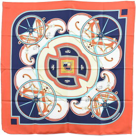本物 エルメス HERMES スカーフカレ カレ90 WASHINGTON’S CARRIAGE ジョージワシントンの馬車 スカーフ ショール シルク レッド ネイビー 服飾小物 中古・